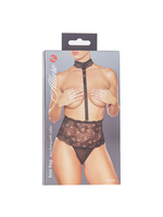 Allure Love Bug Lace Thong with Collar – Black