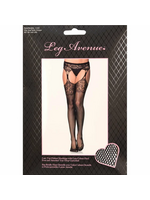 Leg Avenue Lace Top Fishnet Stockings with Lace - Black