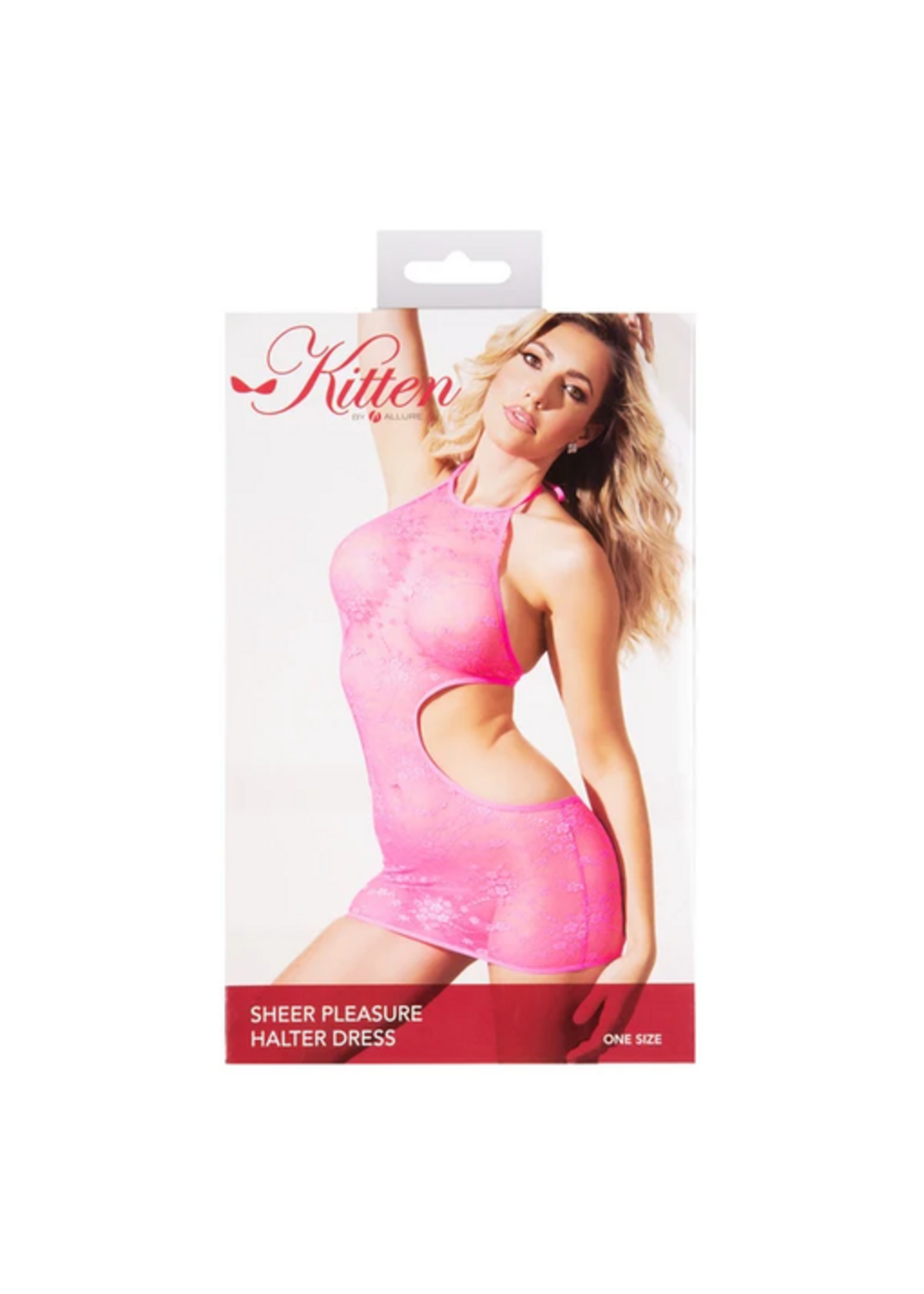 Allure Sheer Pleasure Halter Dress - Pink