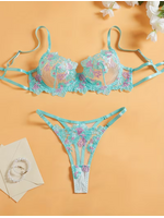 Teal Floral Bra Set