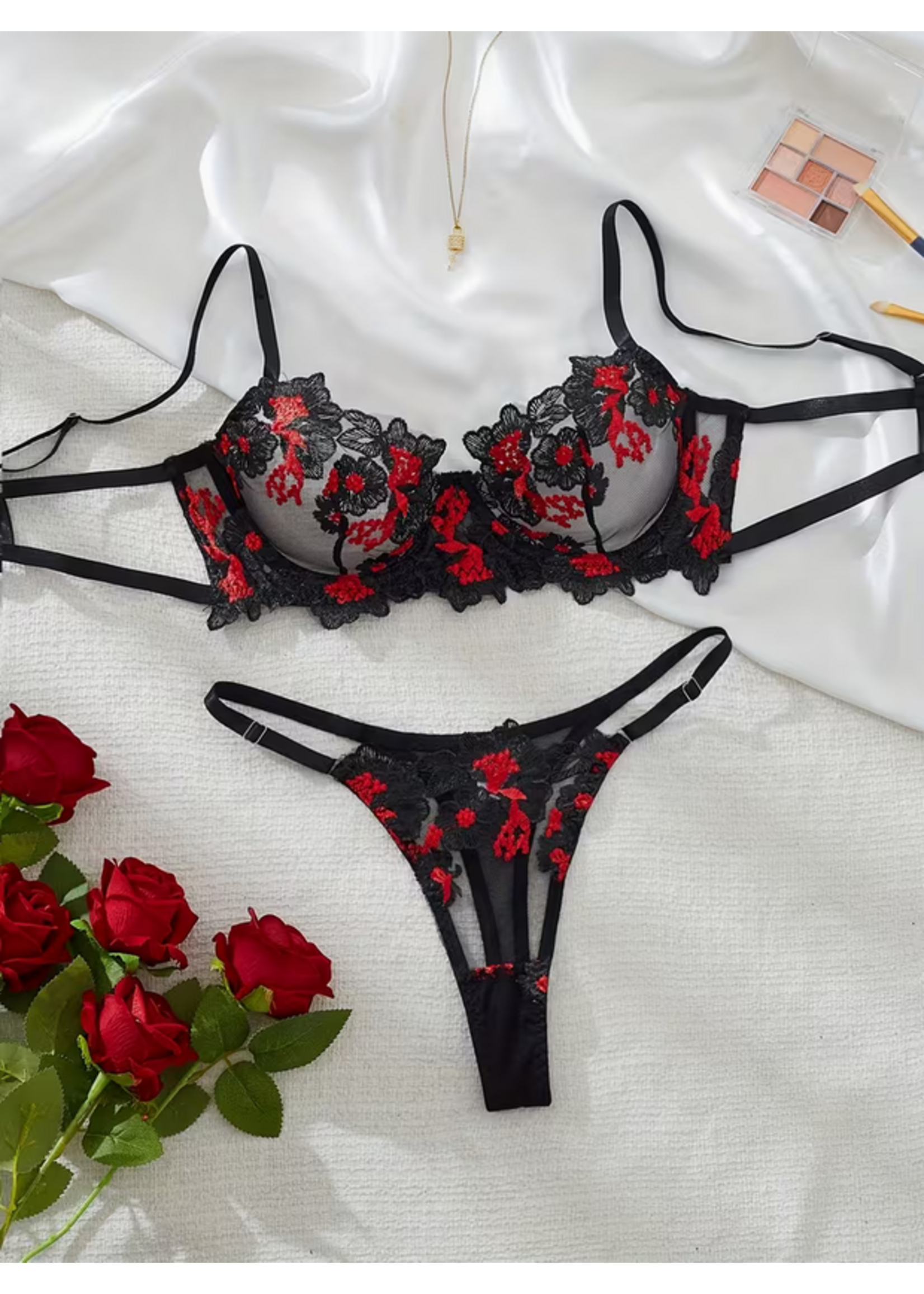 Red/Black Lace Set