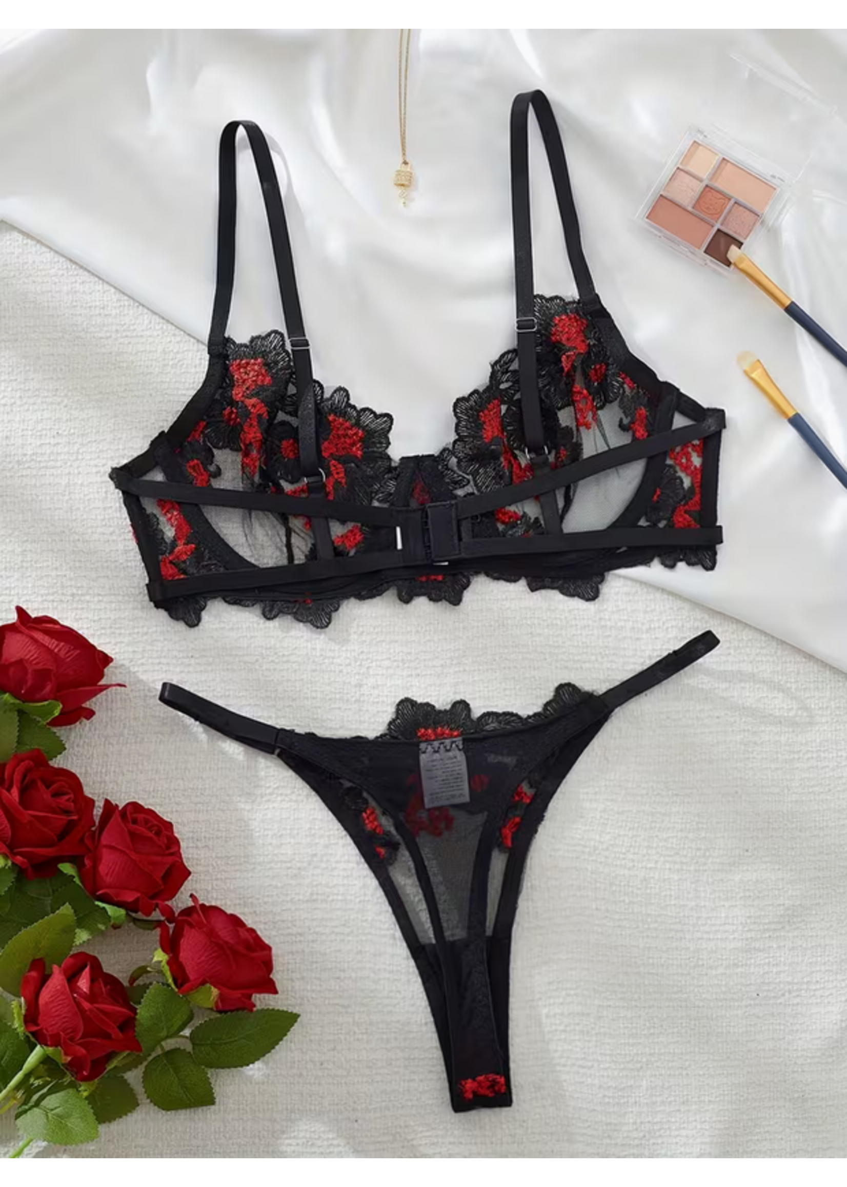 Red/Black Lace Set