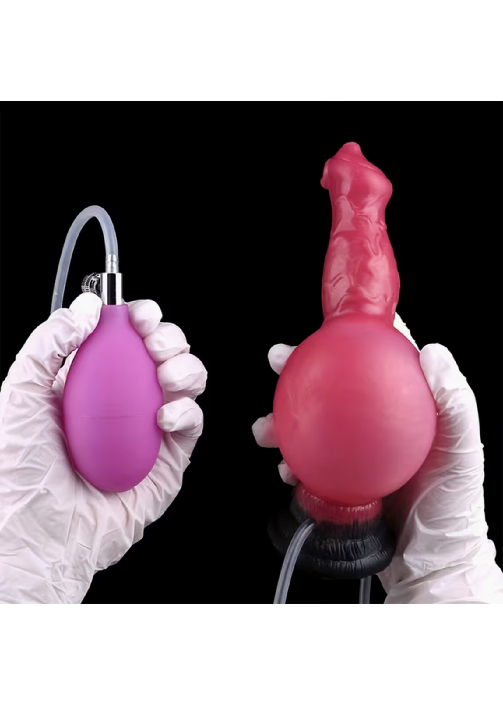 Inflatable & Squirting Hell Hound Canine Silicone Dildo
