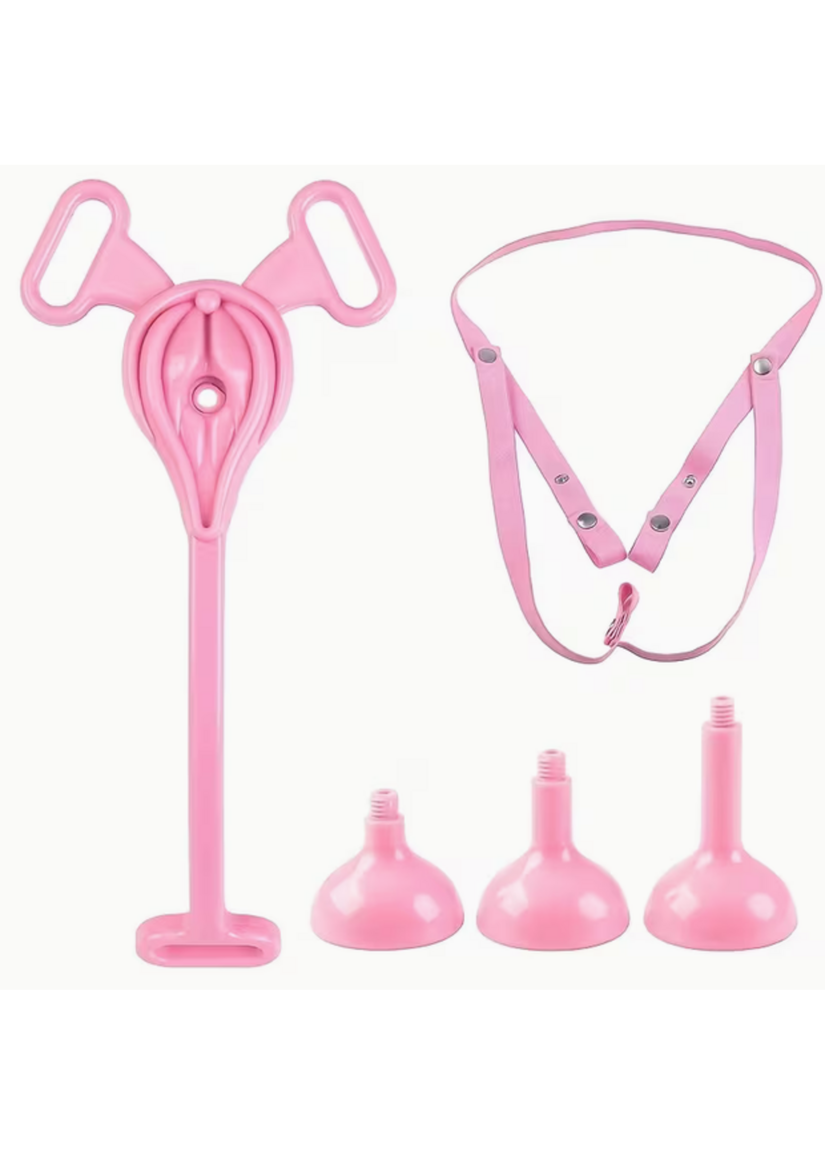 Pink Pussy Cock Cage with Urinal Cup Set