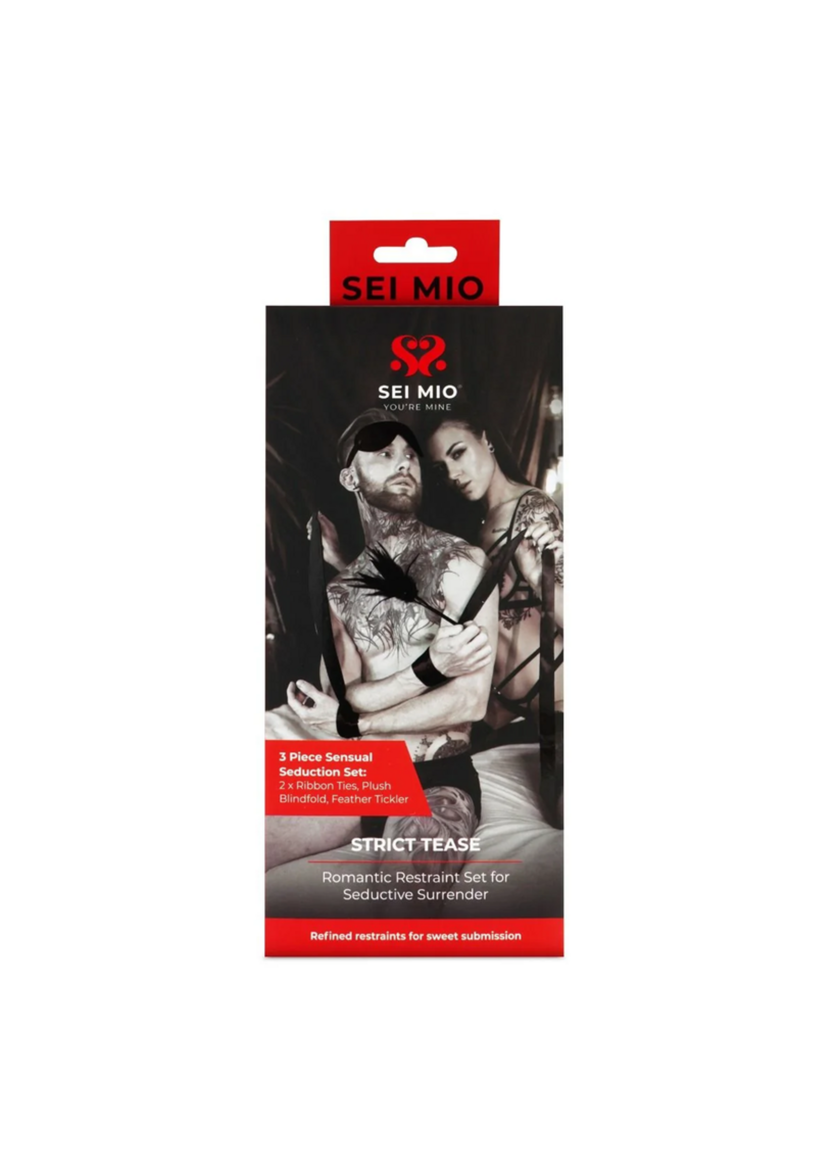 Sei Mio Strict Tease - Ribbon Ties, Blindfold and Tickler Kit
