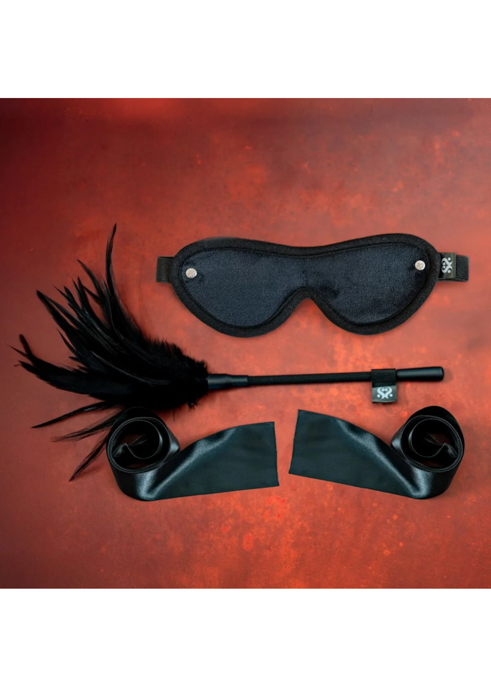 Sei Mio Strict Tease - Ribbon Ties, Blindfold and Tickler Kit