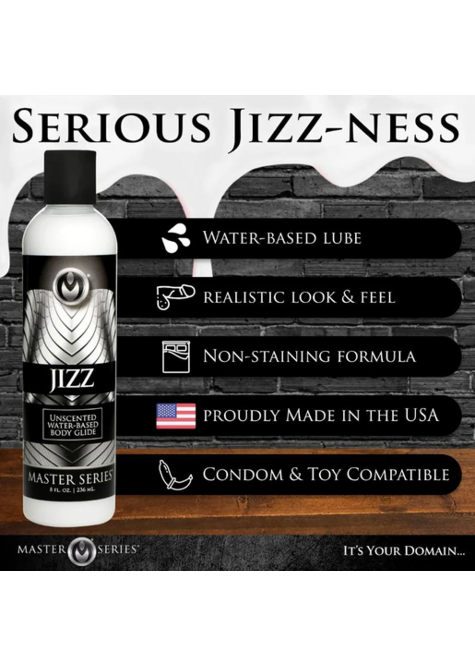 Master Series Jizz Unscented Water-Based Lube - 8oz