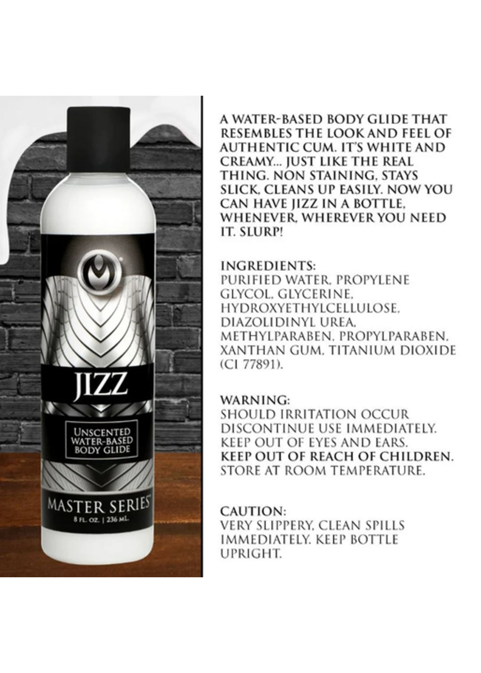Master Series Jizz Unscented Water-Based Lube - 8oz