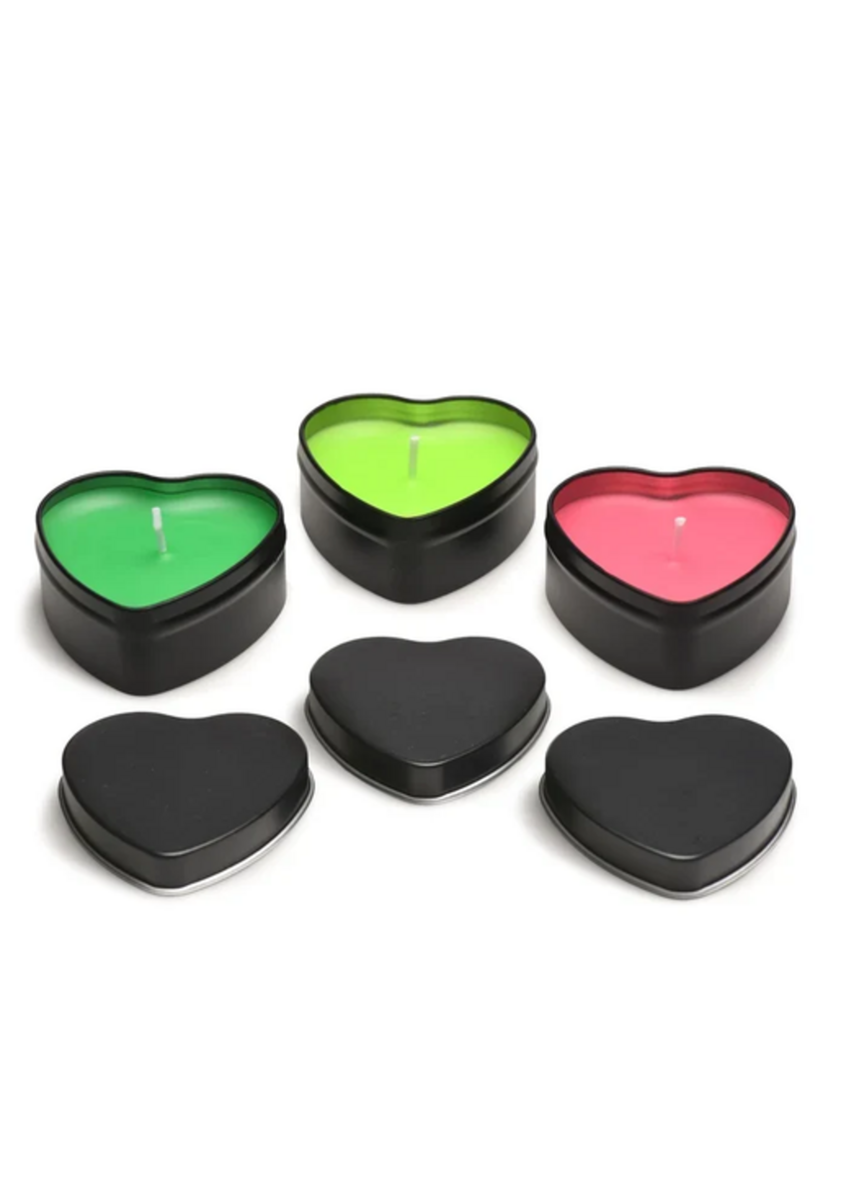 XR Burning Heart Blacklight Reactive Heart Drip Candle Set of 3