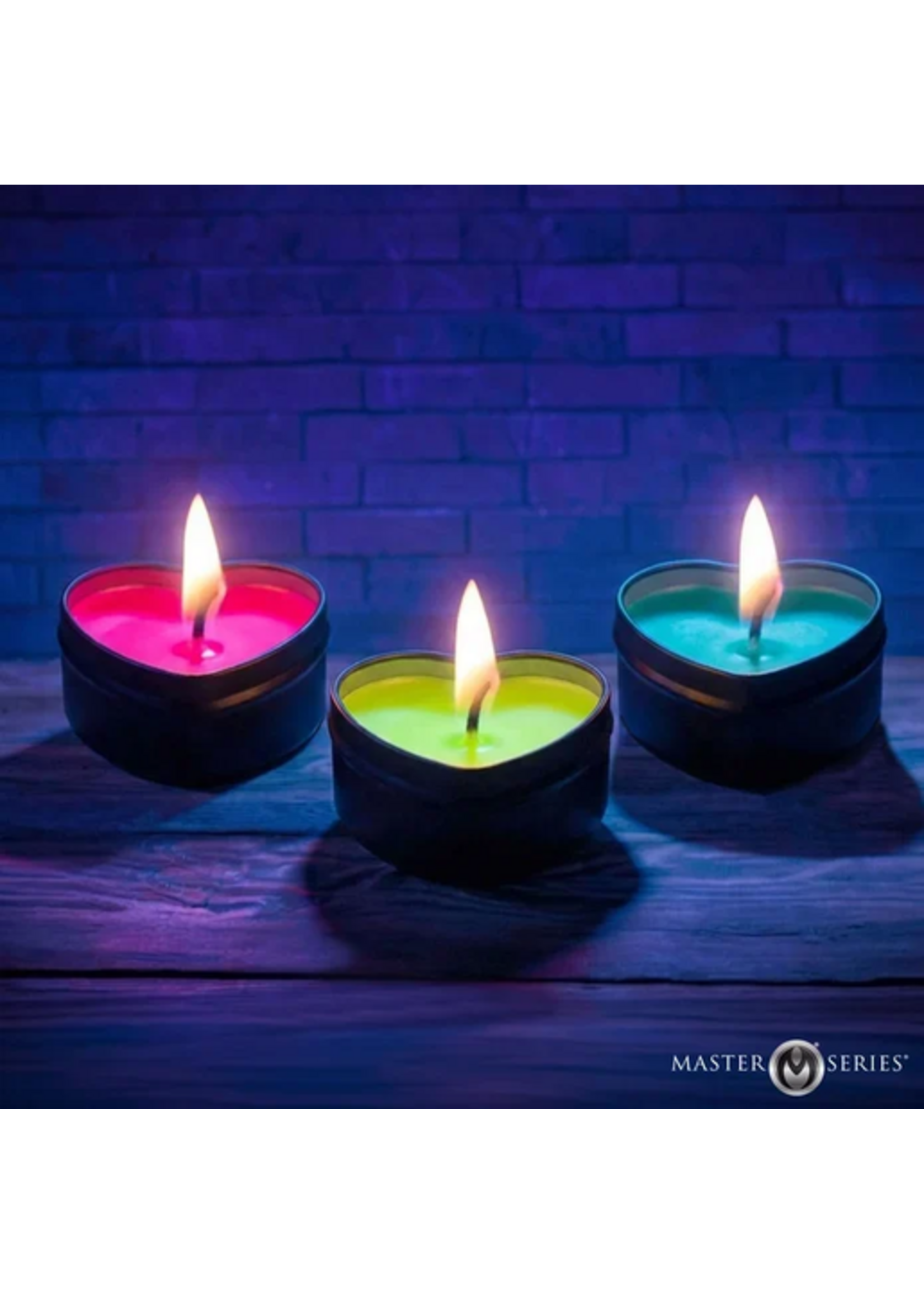 XR Burning Heart Blacklight Reactive Heart Drip Candle Set of 3