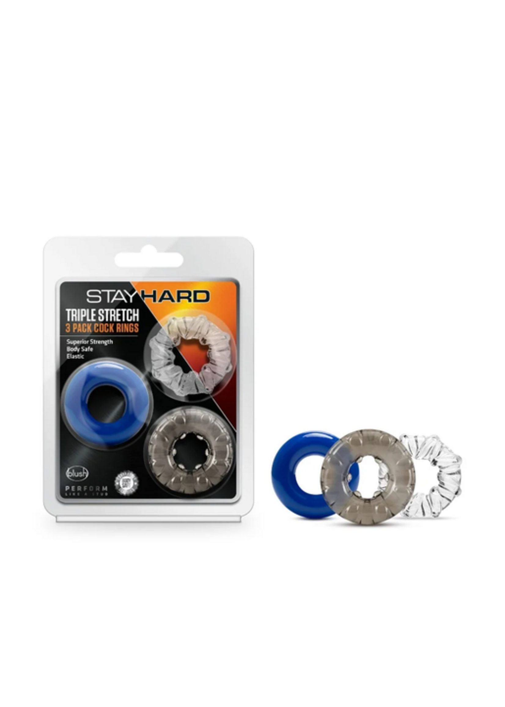 Blush Stay Hard Triple Stretch 3 Pack CockRing