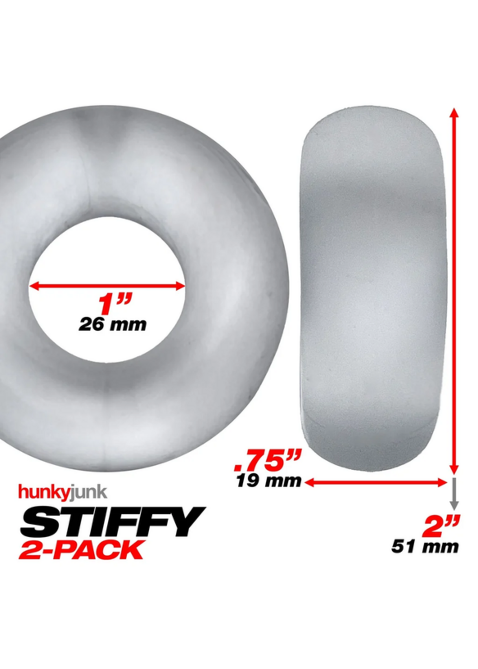 Hunkyjunk STIFFY 2-pack bulge cockrings - CLEAR ICE