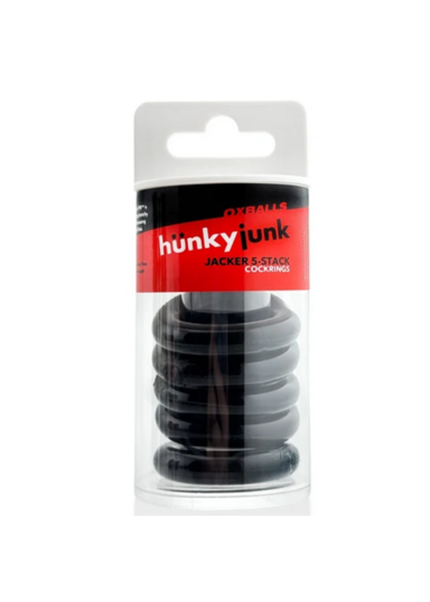JACKER 5-STACK five-pack tube super-strong cockrings BLACK