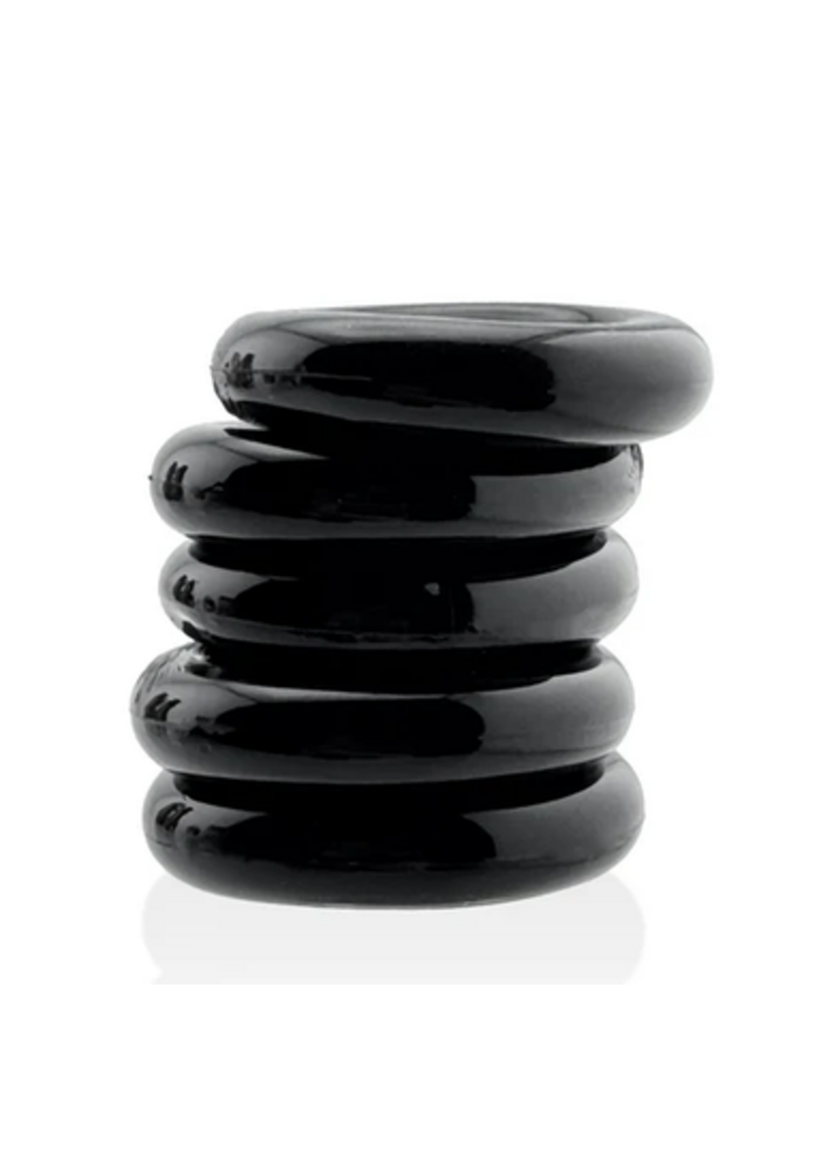 JACKER 5-STACK five-pack tube super-strong cockrings BLACK