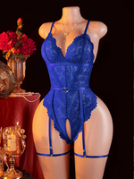 Blue Heart Crotchless Bodysuit