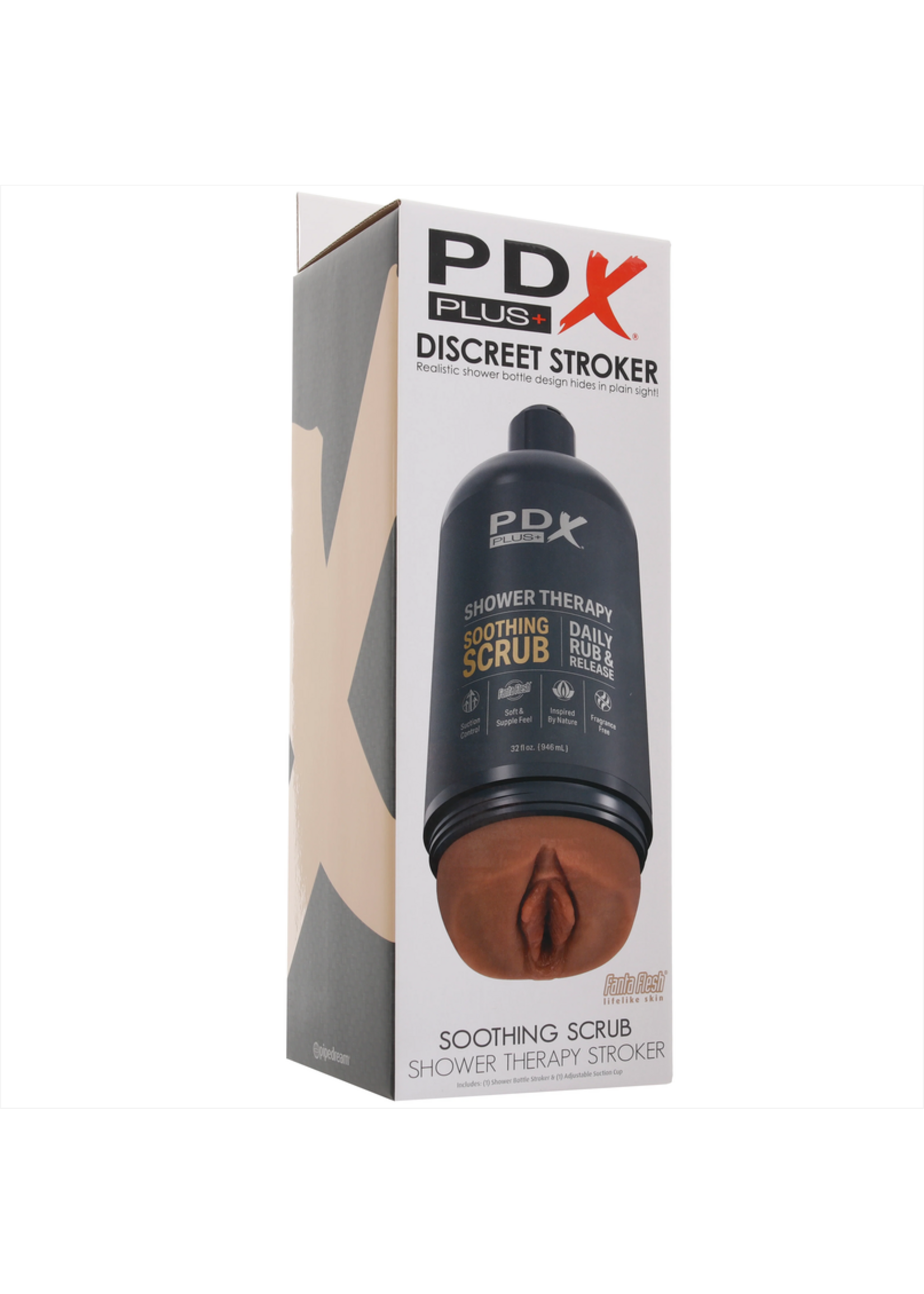 Pipedream PDX Shower Therapy Soothing Scrub Stroker in Brown