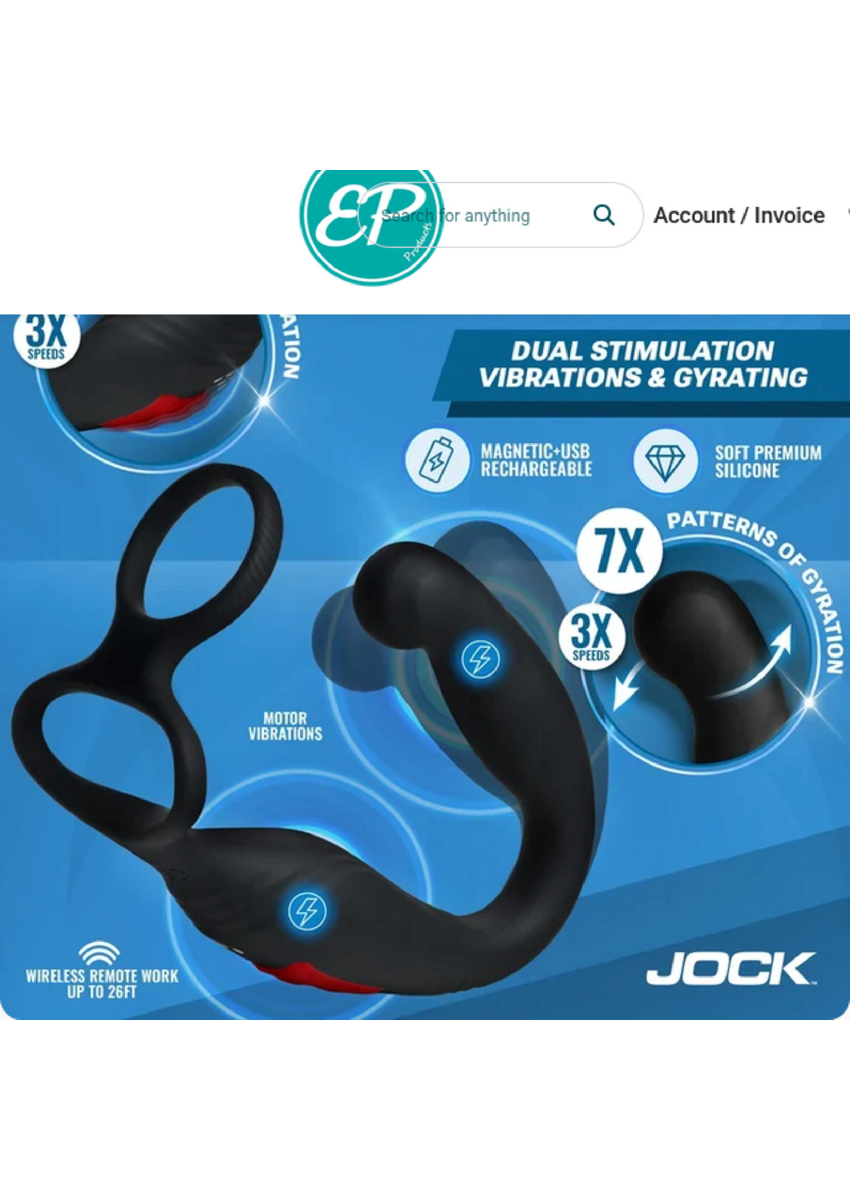 XR Axis Gyrating Prostate Vibrator with C-Ring w/ remote