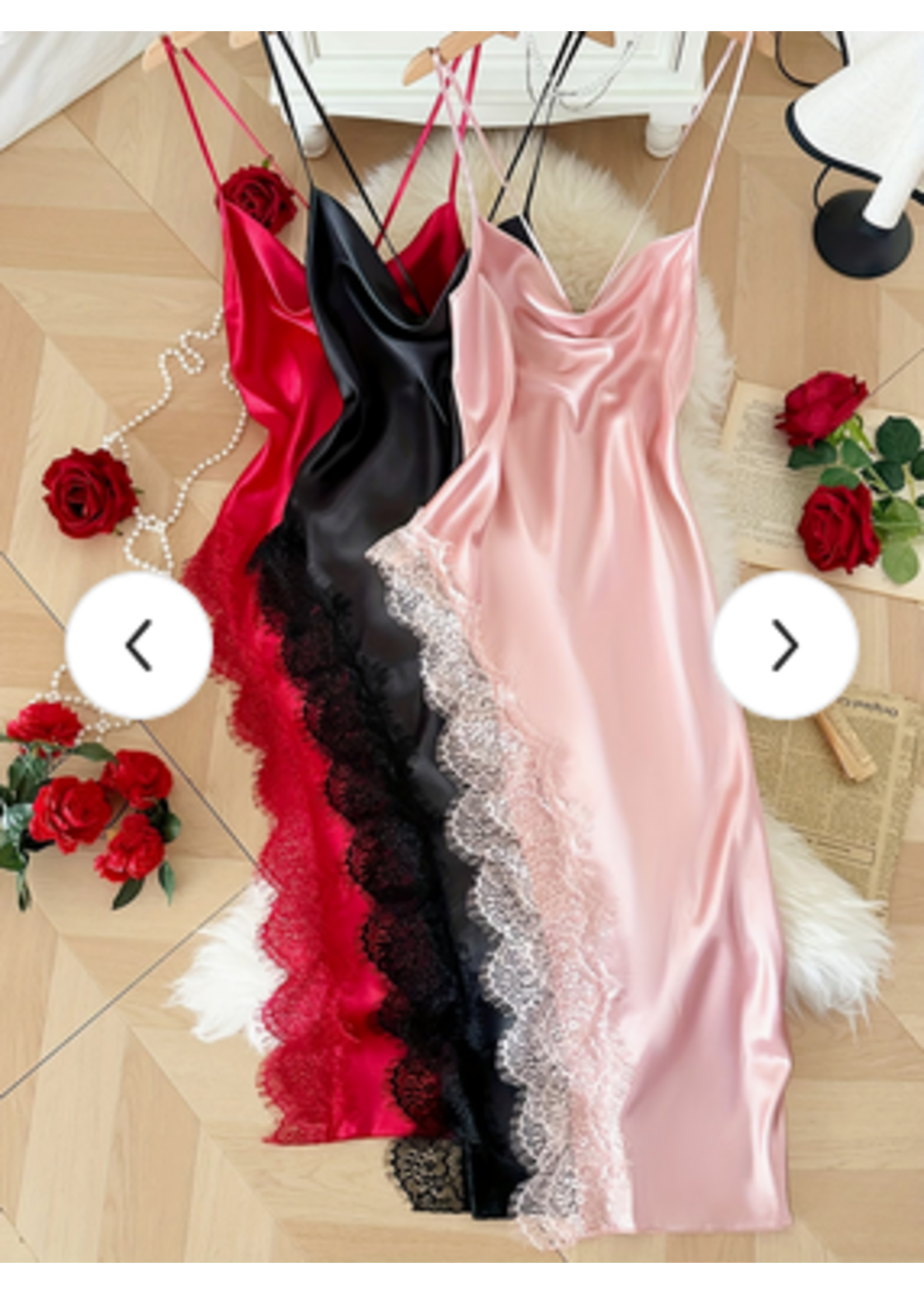 Mid-Length Lace Trim Nightgown