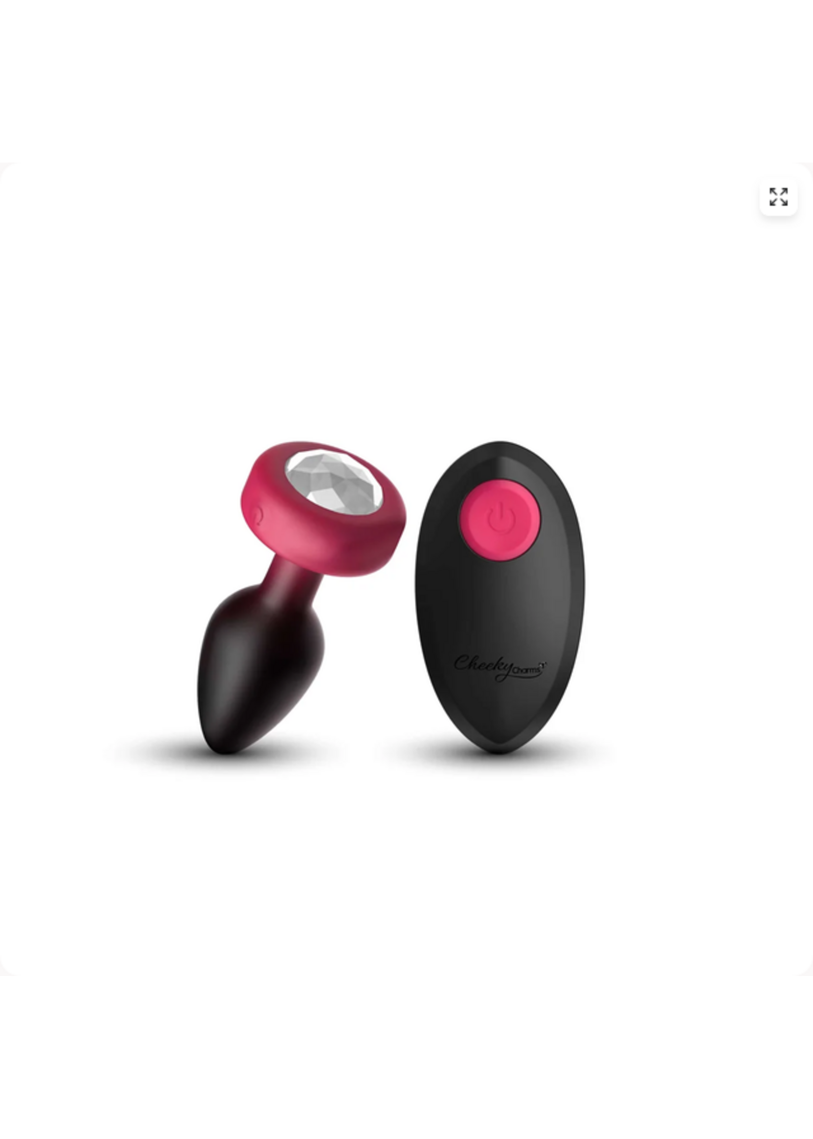 Cheeky Charms Ruby Ombre Eluxe Vibrating Plug With Remote - Clear Gem SMALL