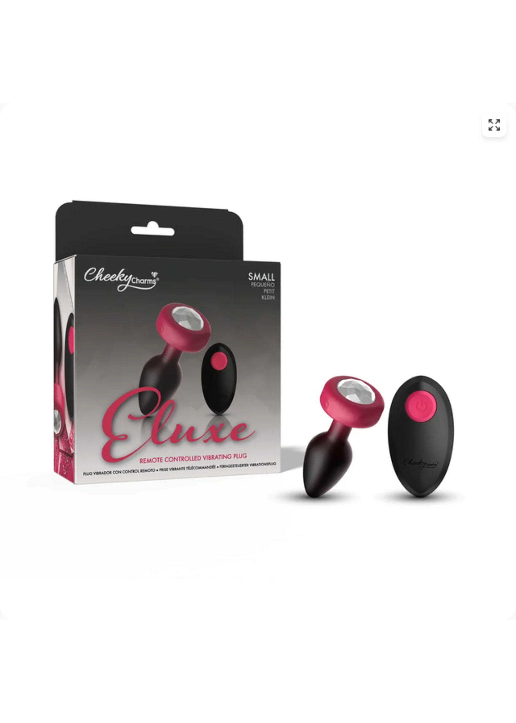 Cheeky Charms Ruby Ombre Eluxe Vibrating Plug With Remote - Clear Gem SMALL