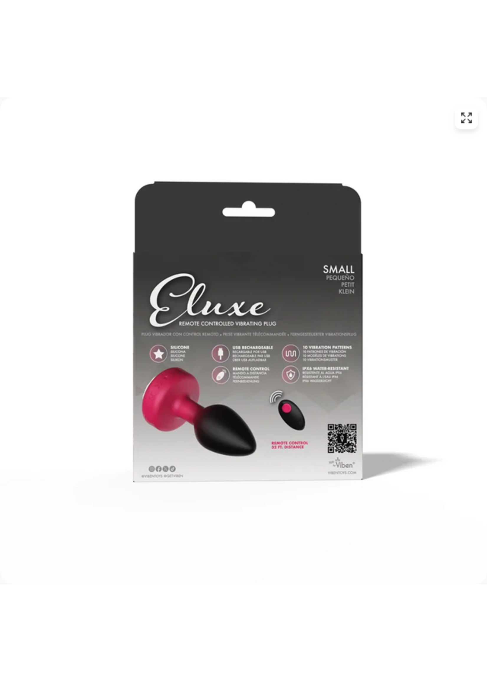 Cheeky Charms Ruby Ombre Eluxe Vibrating Plug With Remote - Clear Gem SMALL