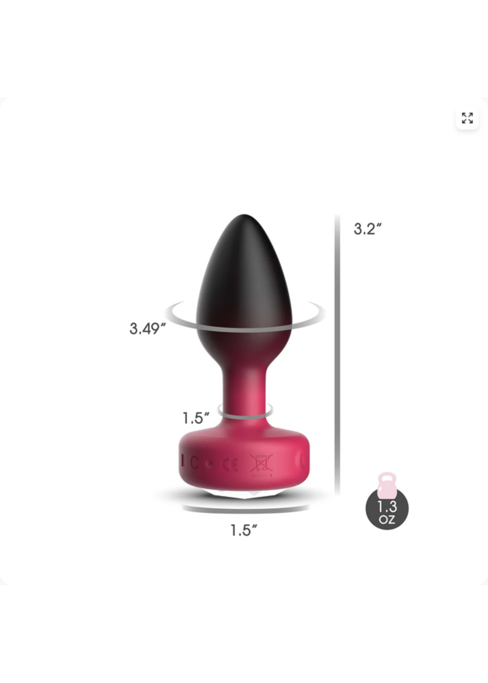Cheeky Charms Ruby Ombre Eluxe Vibrating Plug With Remote - Clear Gem SMALL