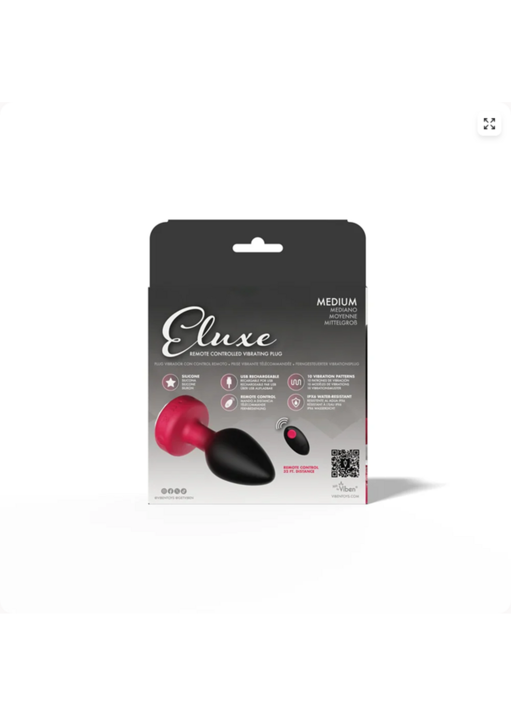 Cheeky Charms Ruby Ombre Eluxe Vibrating Plug With Remote - Clear Gem MEDIUM