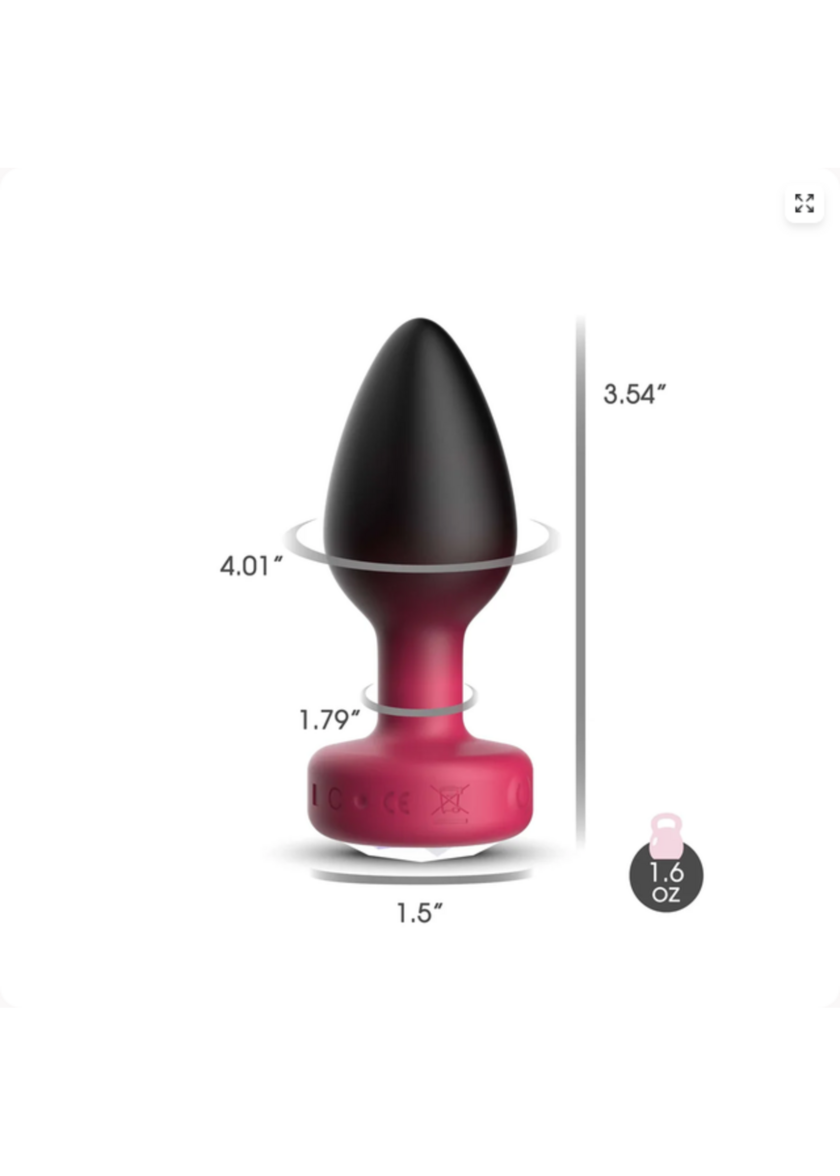 Cheeky Charms Ruby Ombre Eluxe Vibrating Plug With Remote - Clear Gem MEDIUM