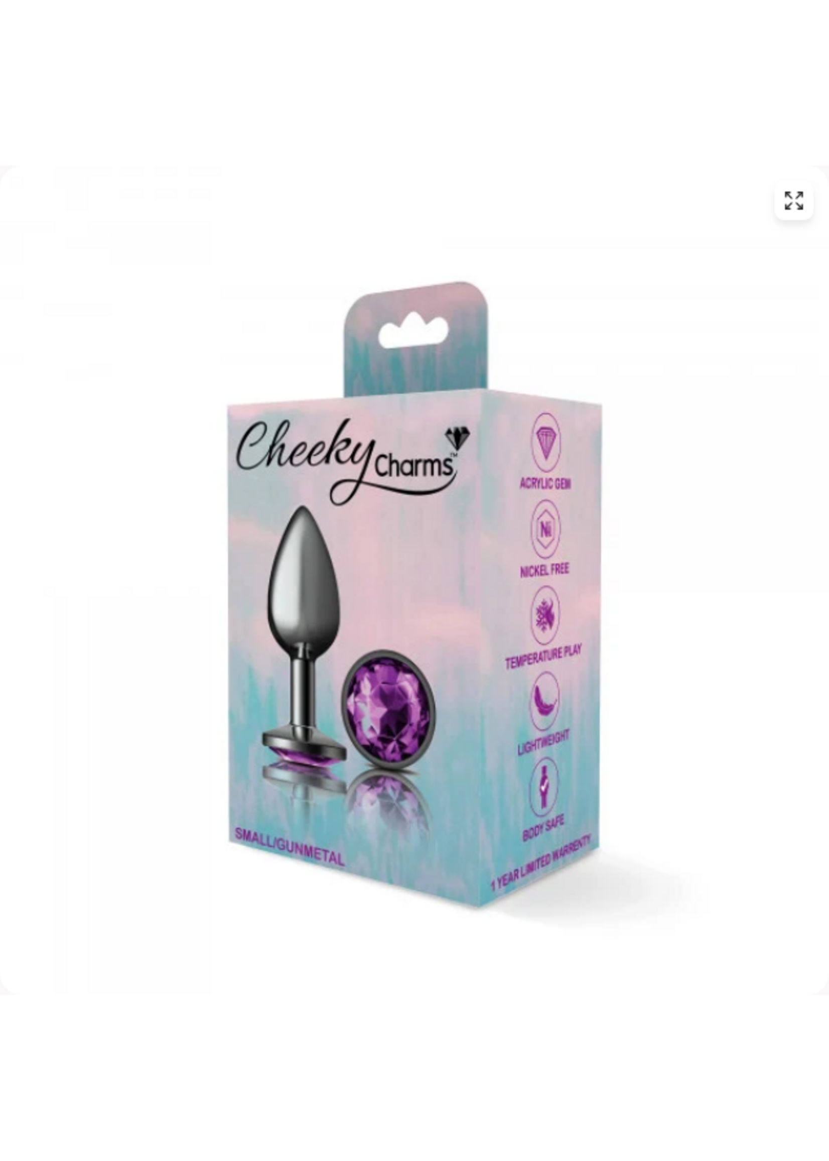 Viben Toys Silver Metal Plug - Round-Purple-Small