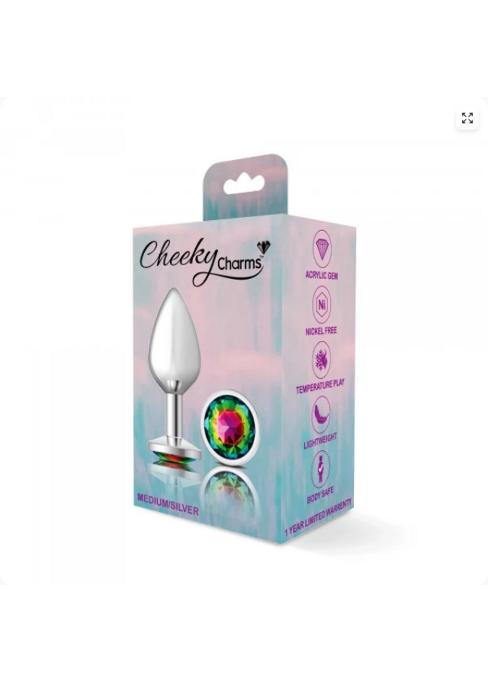 Viben Toys Silver Metal Plug - Round-Rainbow-Med
