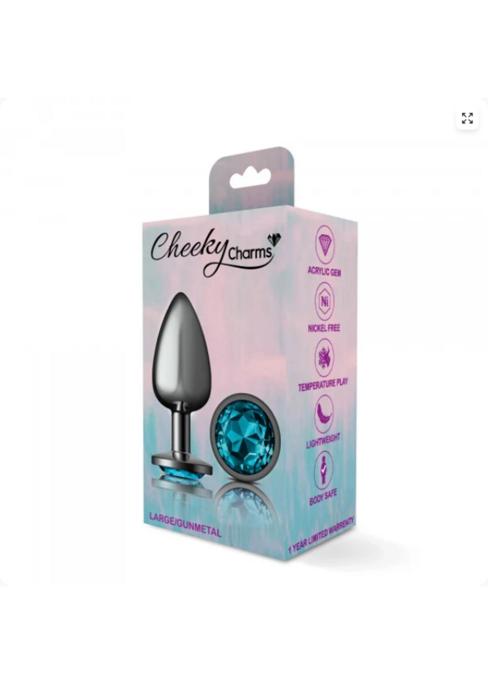 Viben Toys Silver Metal Plug - Round-Teal-Large