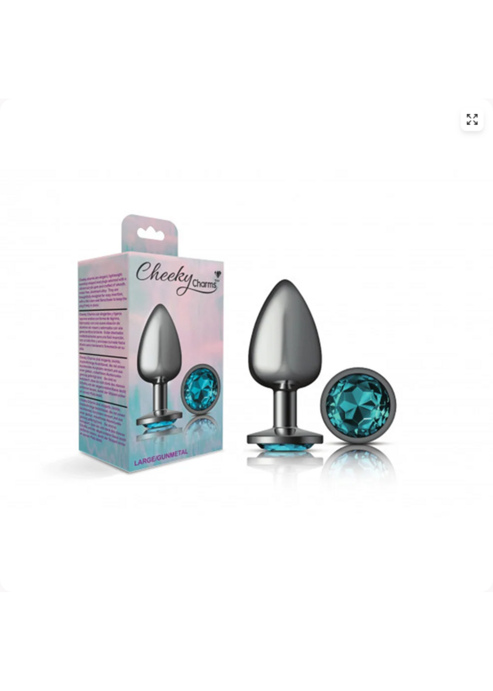 Viben Toys Silver Metal Plug - Round-Teal-Large