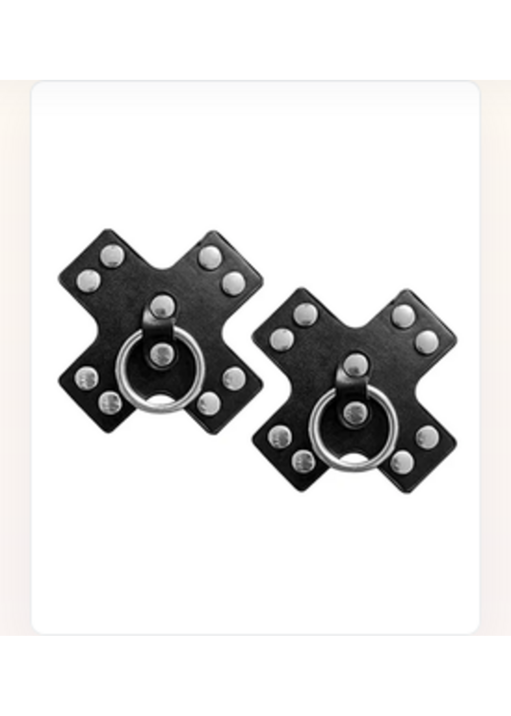 Nipplicious Seducer Leather Nipple Pasties with Ring, Black