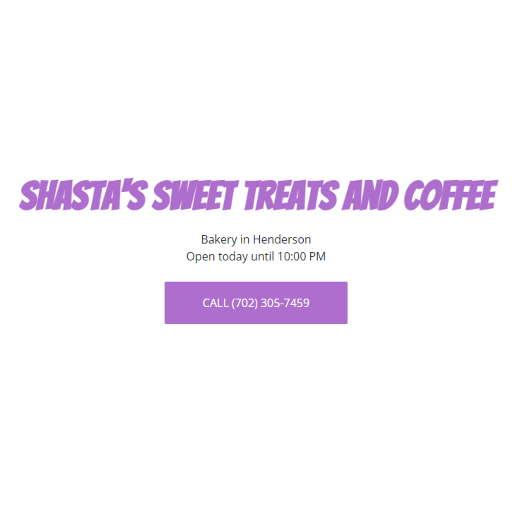 Shasta's Sweet Treats & Coffee Shasta's Sweet Treats & Coffee $10 - Menu Items (EXP 90 DAYS)