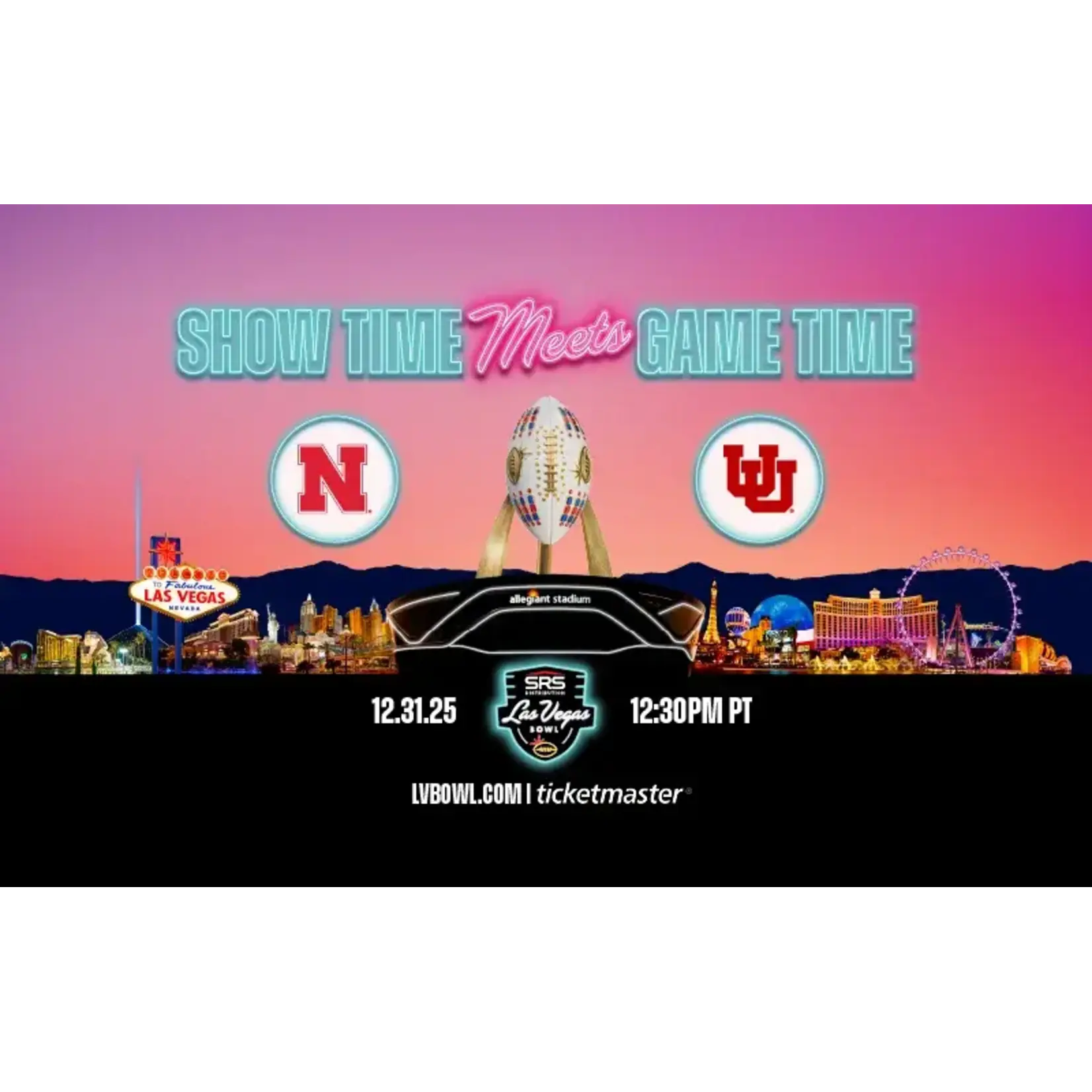 Allegiant Stadium - LV Bowl Allegiant Stadium - LV Bowl - $195 Value Pair of Tickets. 12/31/25 at 12:30pm (Utah vs Nebraska)