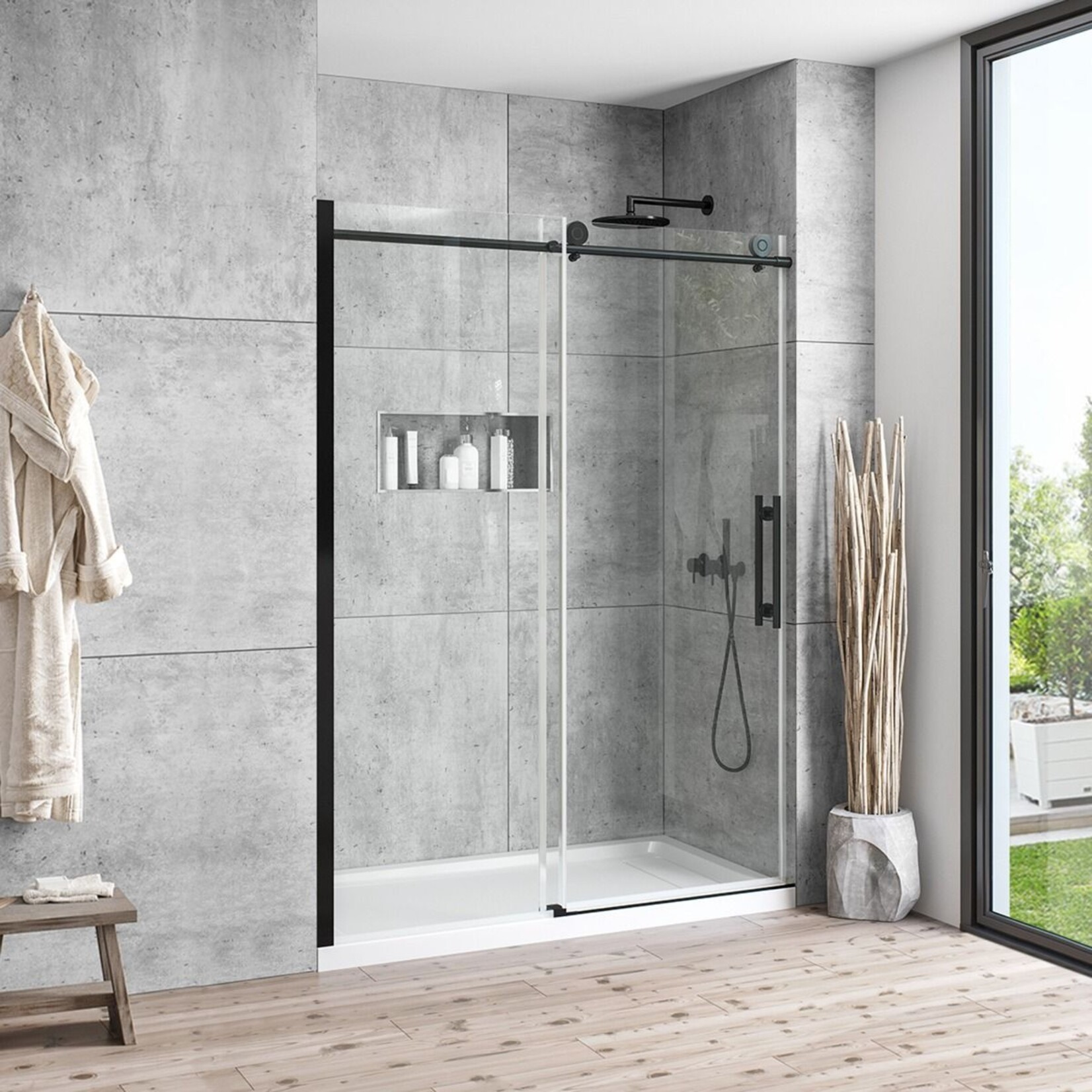 OVE Canberra 60 in. Shower Door with Base