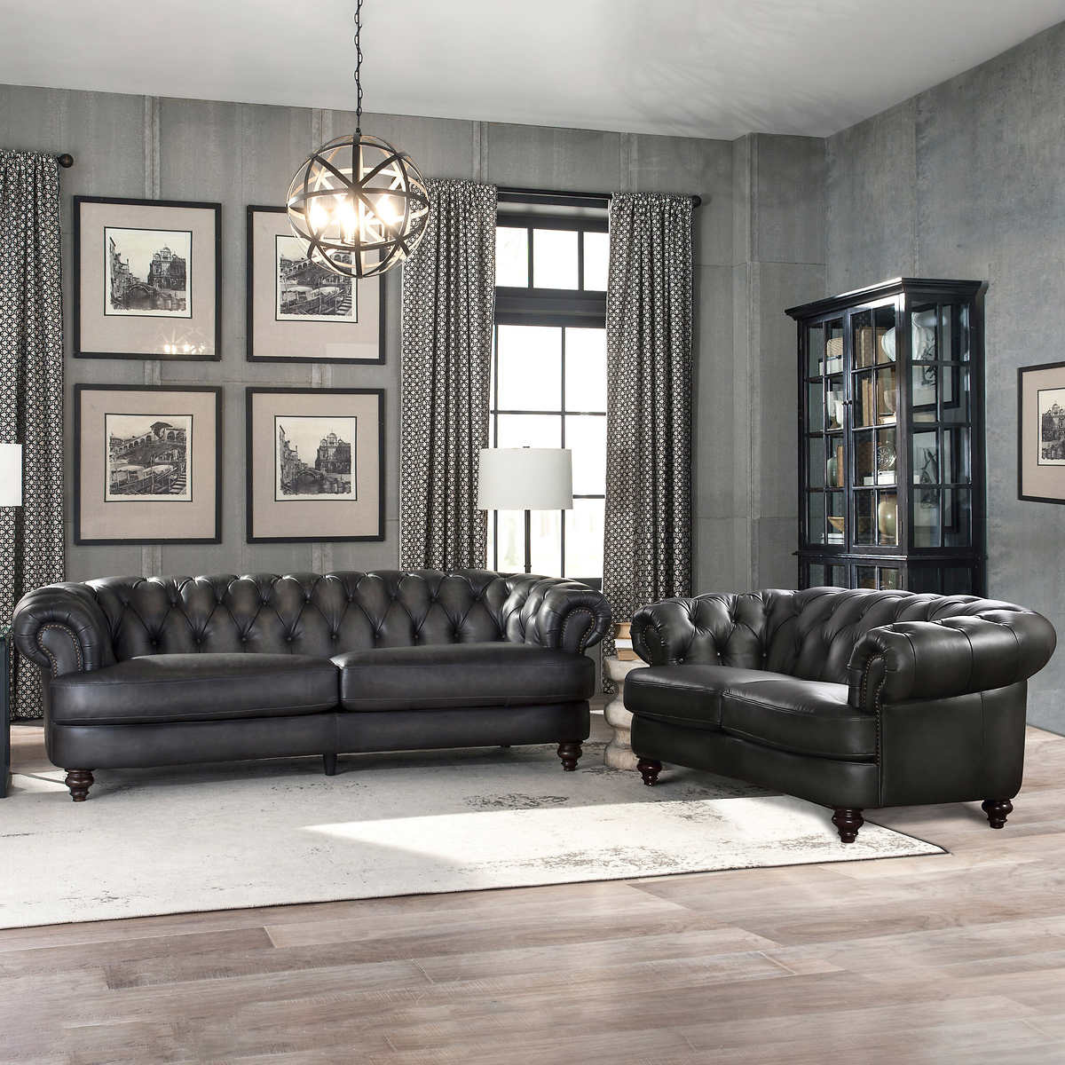 Used Glenbrook Grey Top Grain Leather Sofa and Loveseat Surplus Sam's