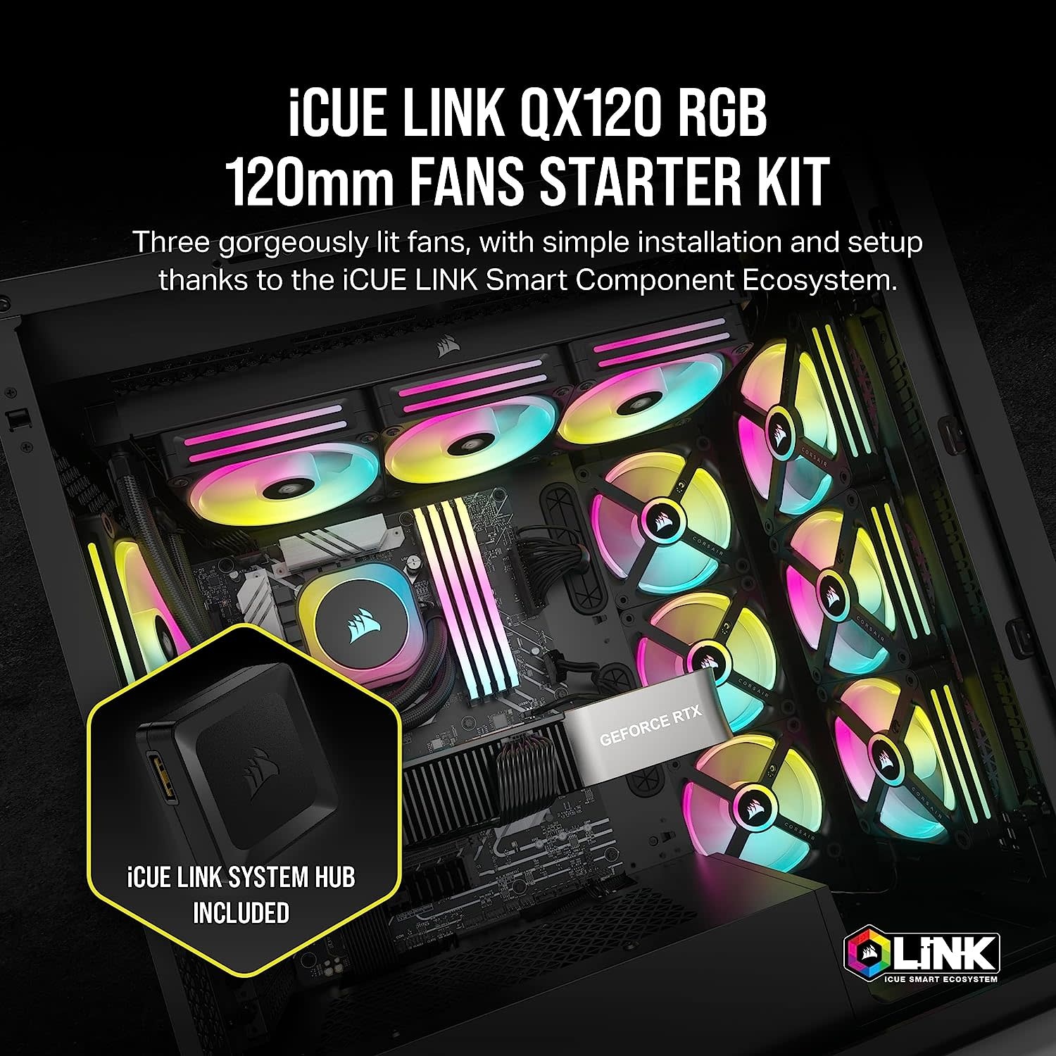 CORSAIR QX Series QX120 RGB 120mm Fans - iCUE Link Ecosystem