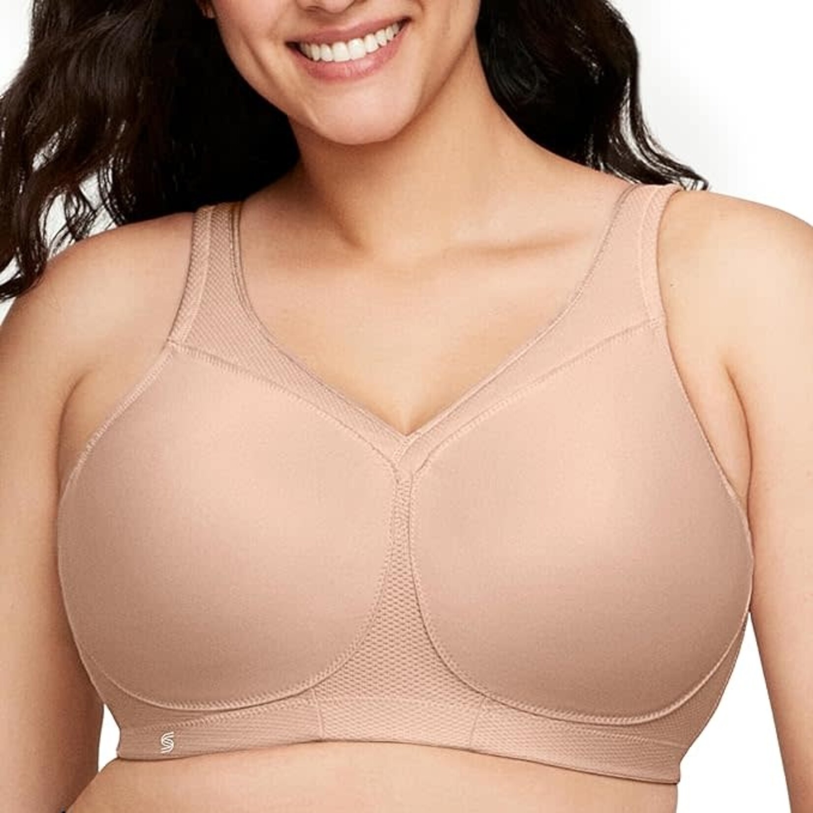 Glamorise Full Figure Plus Size MagicLift Seamless Sports Bra Wirefree #1006 Café