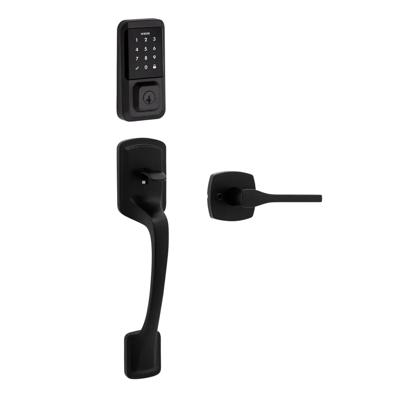 Weiser HALO Touchscreen Deabolt with Prague Handleset in Matte Black