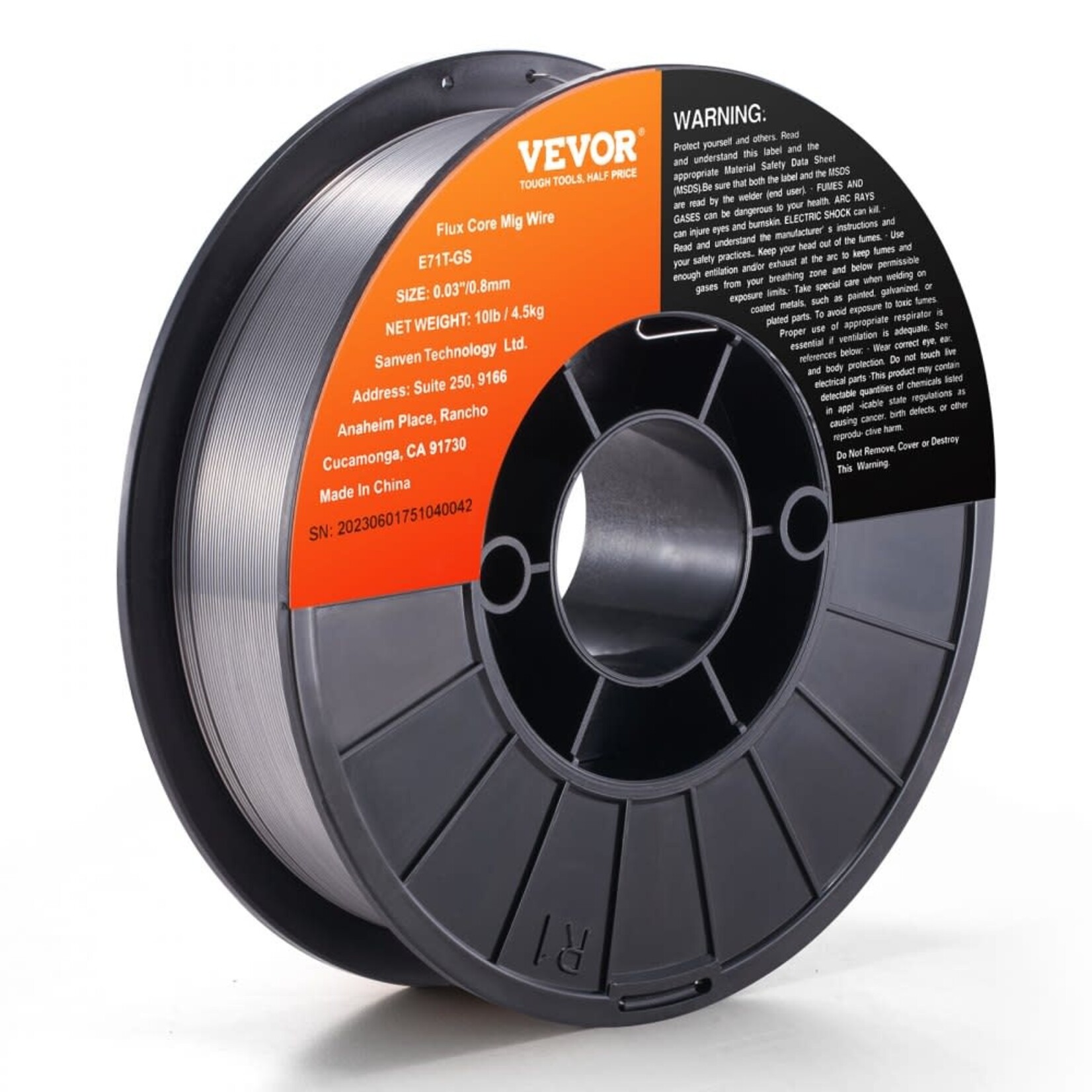 VEVOR VEVOR Flux Core Welding Wire, E71T-GS 0.030-inch 10LBS, Gasless Mild Steel MIG Welding Wire with Low Splatter for All Position Arc Welding and Outdoor Use
