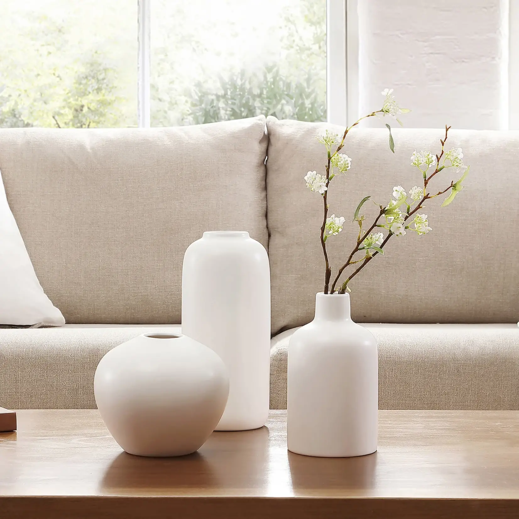 VCNY Handcrafted Stoneware Vases, Set of 3