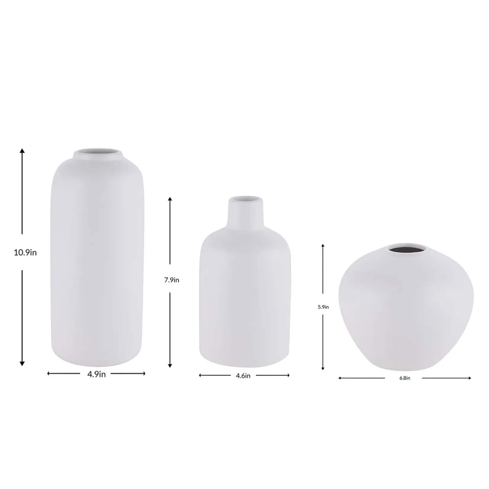 VCNY Handcrafted Stoneware Vases, Set of 3