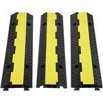 VEVOR VEVOR 3 PCs Rubber Cable Protector Ramp, 2 Channel, 12000 lbs/axle Capacity Heavy Duty Hose Wire Cover Ramp Driveway, Traffic Speed Bump with Flip-Open Top Cover & 50 ft Warning Tape, for Indoor&Outdo