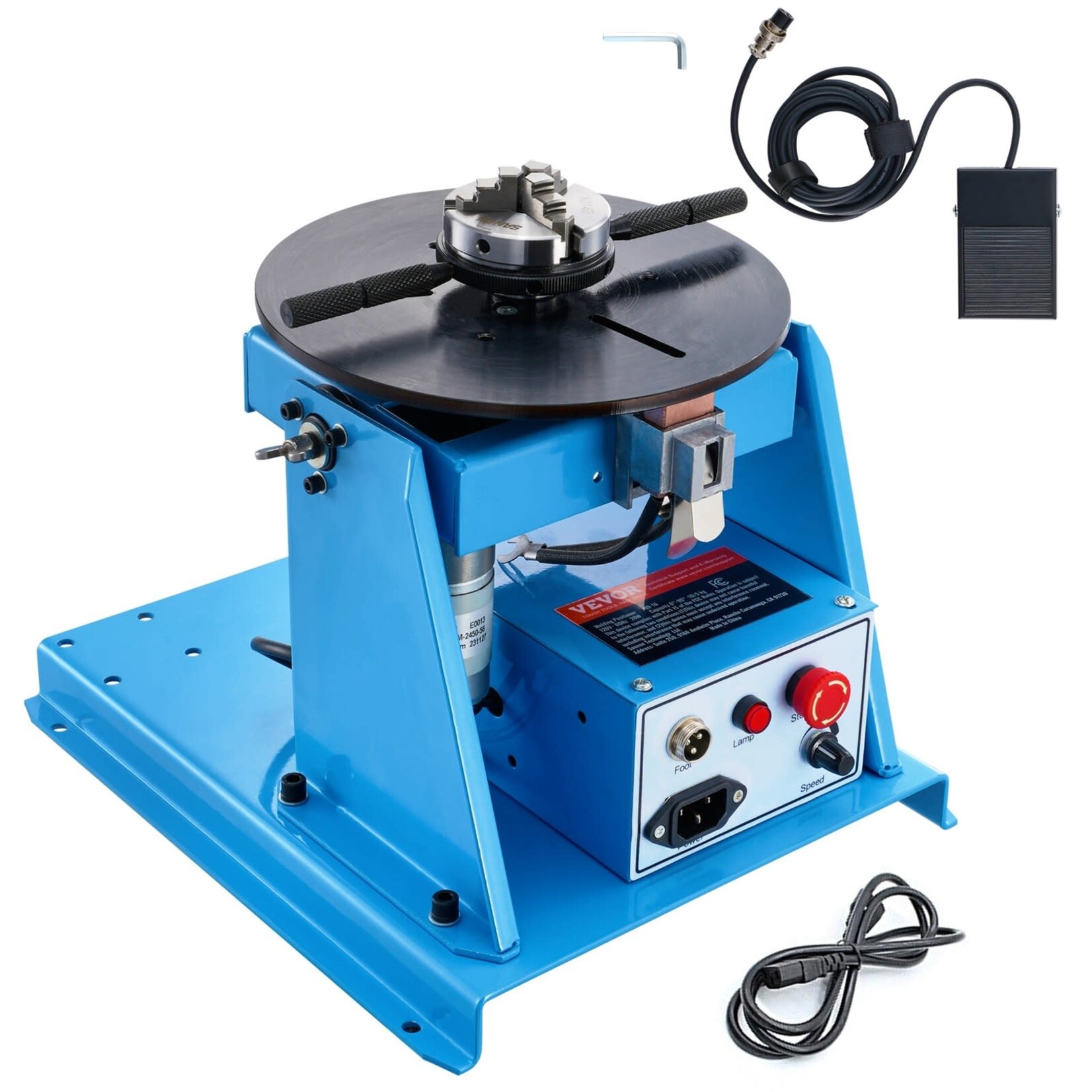 VEVOR VEVOR Rotary Welding Positioner 10KG, 0-90° Welding Positioning Turntable Table with 8.1 Inch 3-Jaw Lathe Chuck, 1-12 RPM 20W Portable Welder Positioning Machine for Cutting Grinding Assembly Testing