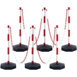 VEVOR VEVOR Adjustable Traffic Delineator Post Cones, 6 Pack, Traffic Safety Delineator Barrier with Fillable Base 6.6FT Chain, for Traffic Control Warning Parking Lot Construction Caution Roads, Red&White
