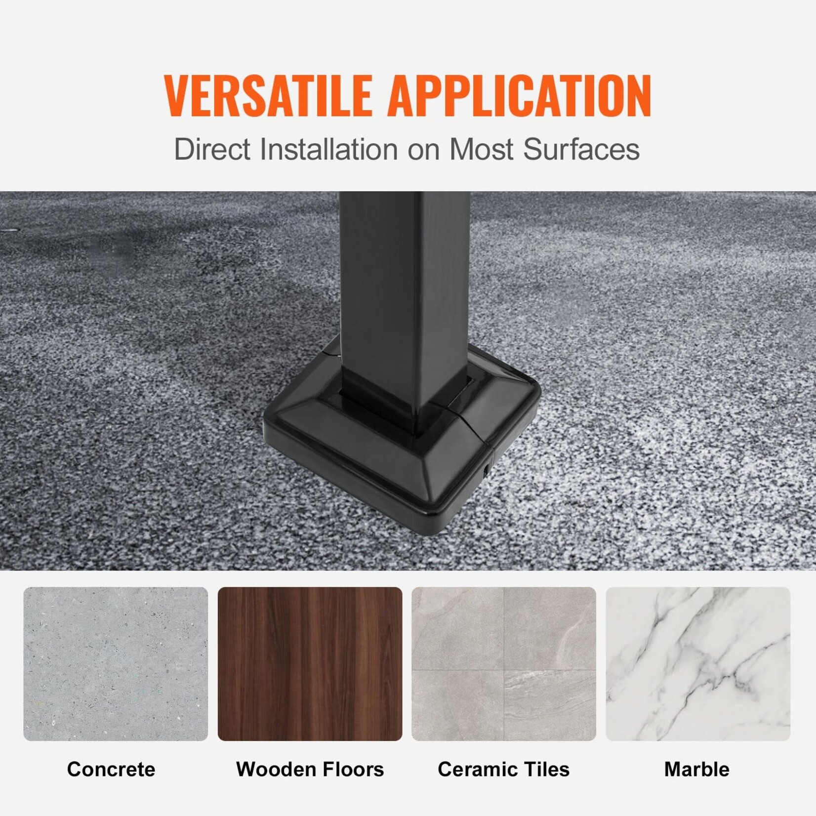 VEVOR VEVOR Handrails for Outdoor Steps, Fit 4 or 5 Steps Outdoor Stair Railing, Arch#4 Wrought Iron Handrail, Flexible Porch Railing, Black Transitional Handrails for Concrete Steps or Wooden Stairs