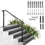VEVOR VEVOR Handrails for Outdoor Steps, Fit 4 or 5 Steps Outdoor Stair Railing, Arch#4 Wrought Iron Handrail, Flexible Porch Railing, Black Transitional Handrails for Concrete Steps or Wooden Stairs