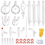 VEVOR VEVOR Lab Distillation Kit, 3.3 Boro Lab Glassware Distillation Kit with 24, 40 Joint, 1000ml Essential Oil Distillation Apparatus Kit, 32 pcs Set of Glassware Equipment