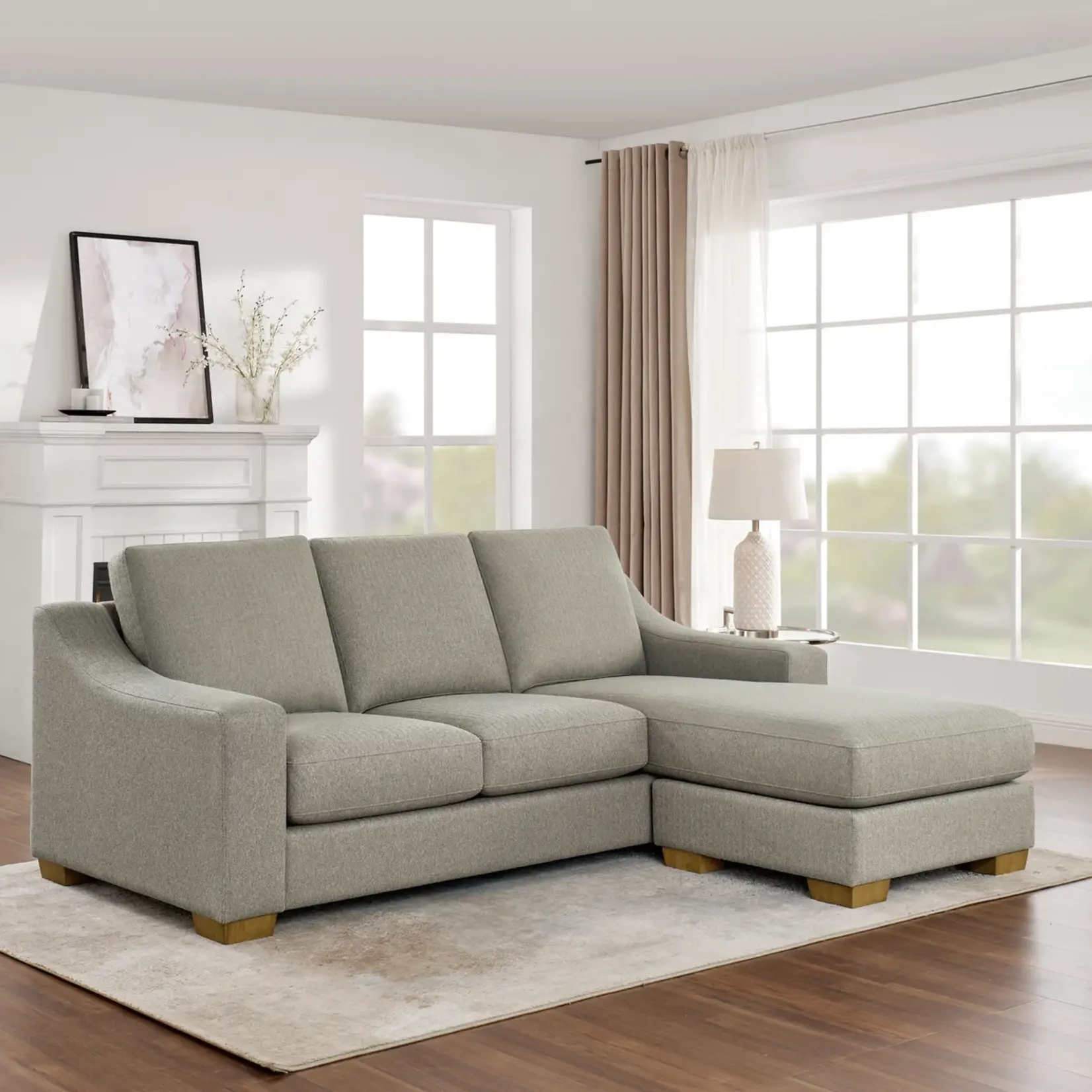 Thomasville Dillard 2-piece Fabric Sofa with Reversible Chaise - GREY